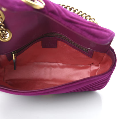 Gucci Velvet Matelasse Small GG Marmont Shoulder Bag Fuchsia Violet Cyclamen 5 of 11