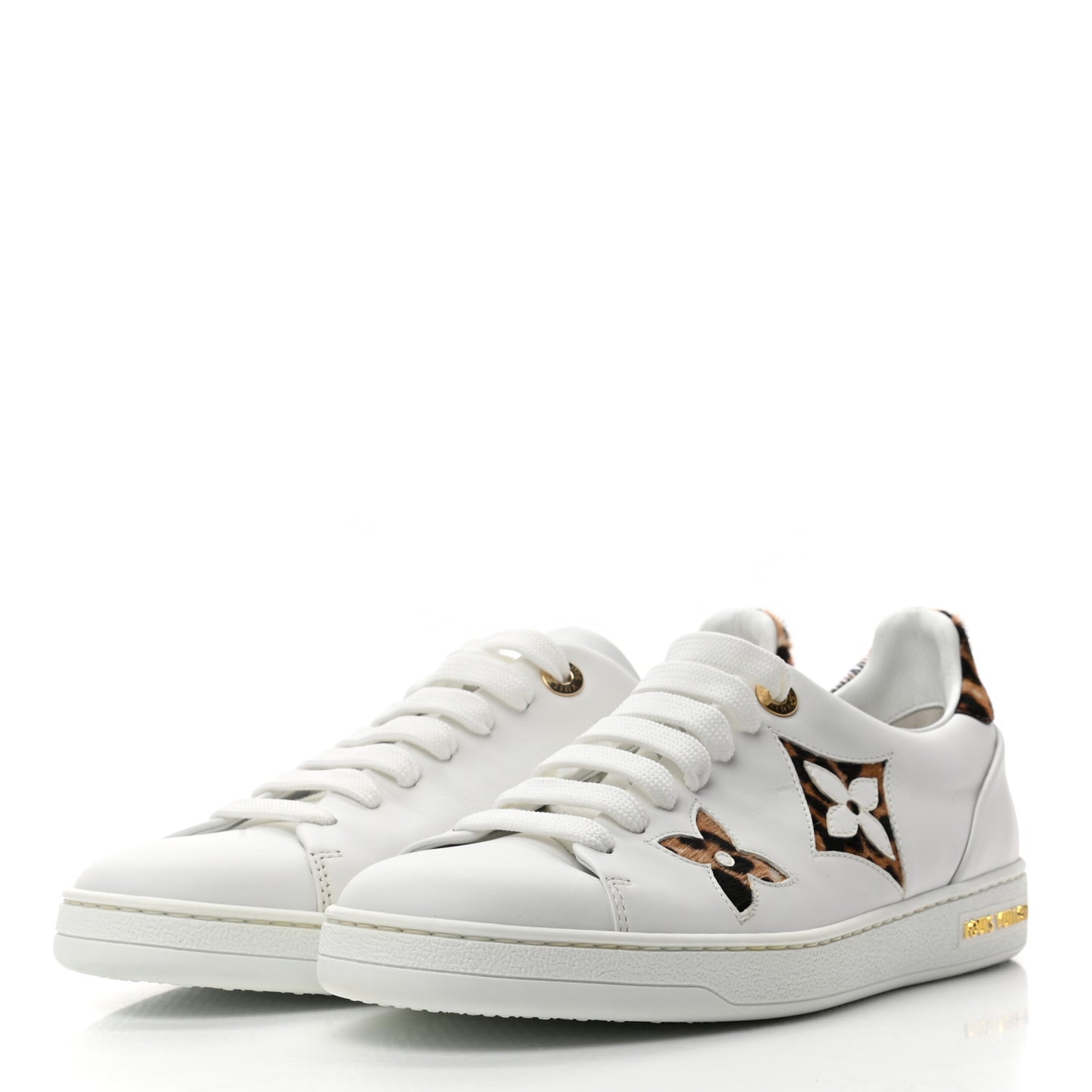 Calfskin Calf Hair Monogram Giant Jungle Frontrow Sneakers 39 White