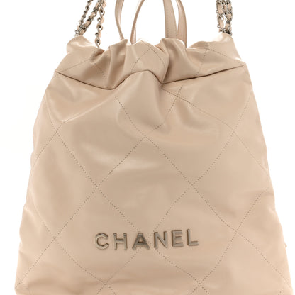 Chanel Shiny Calfskin Quilted Chanel 22 Backpack Beige 8 of 13