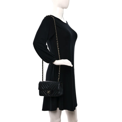 Chanel Lambskin Chevron Quilted Mini Rectangular Flap Black 2 of 10