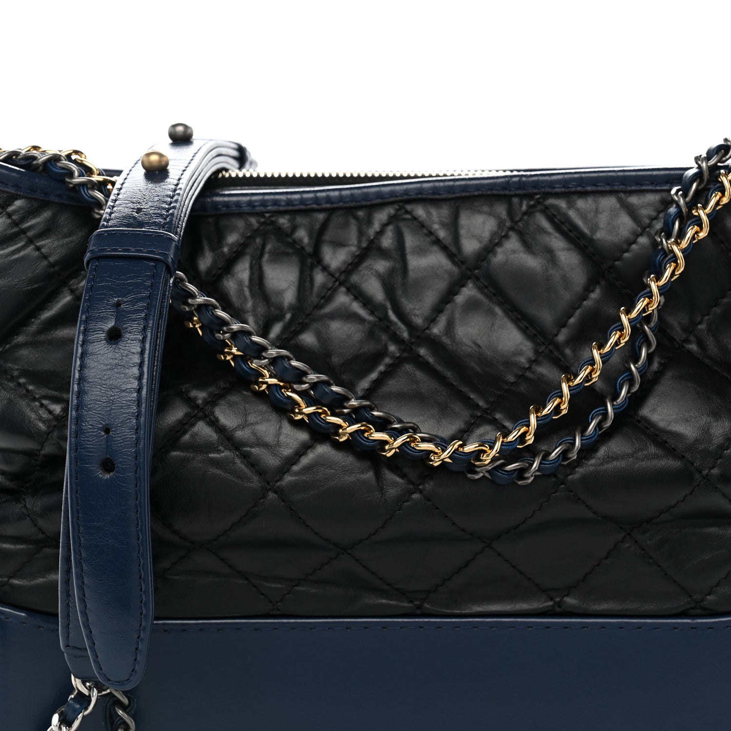 Chanel Aged Calfskin Quilted Medium Gabrielle Hobo Black Navy 8 of 10