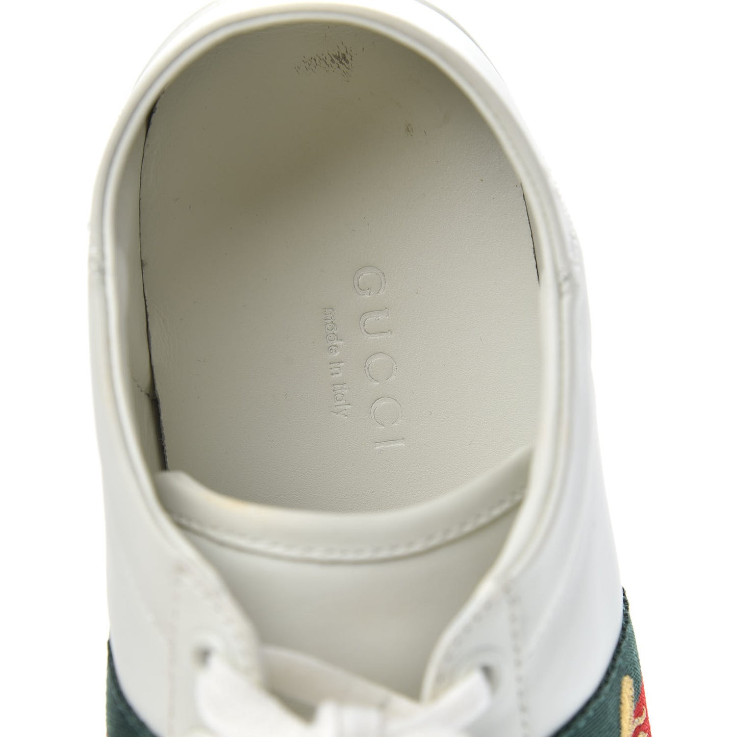 Calfskin Web Bee Embroidered Womens Ace Sneakers 37 White Green