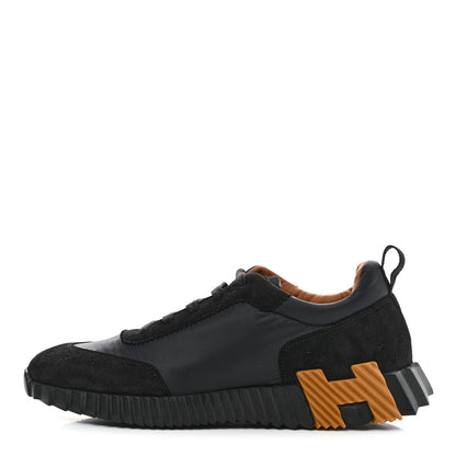 Hermes Parachute Fabric Suede Goatskin Men Bouncing Sneakers 44 Black Miel 1 of 7