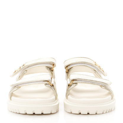 Christian Dior Technical Fabric Jacquard Dioract Sandals 36 White Gold 3 of 9