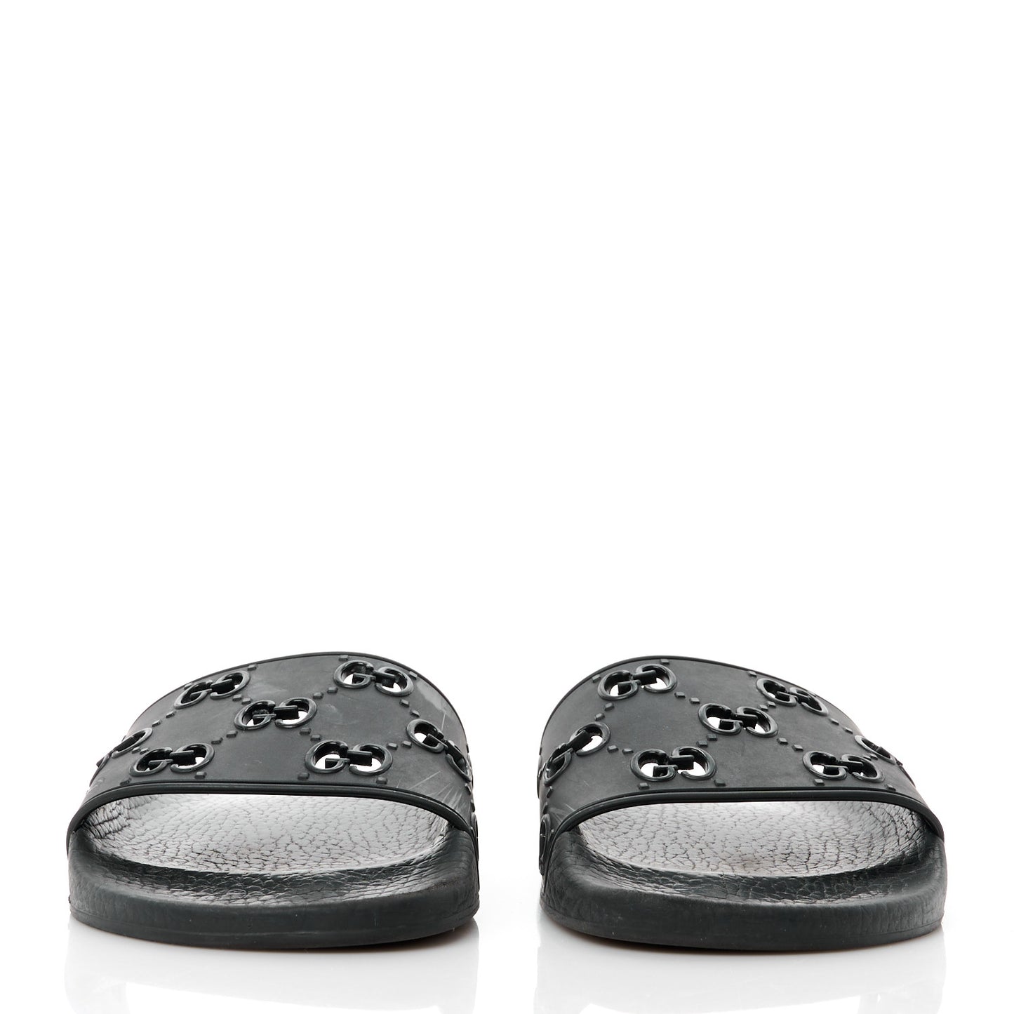 Rubber GG Monogram Perforated Womens Slide Sandals 39 Black