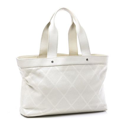 Chanel Goatskin Perforated Large CC Tote White 2 of 13