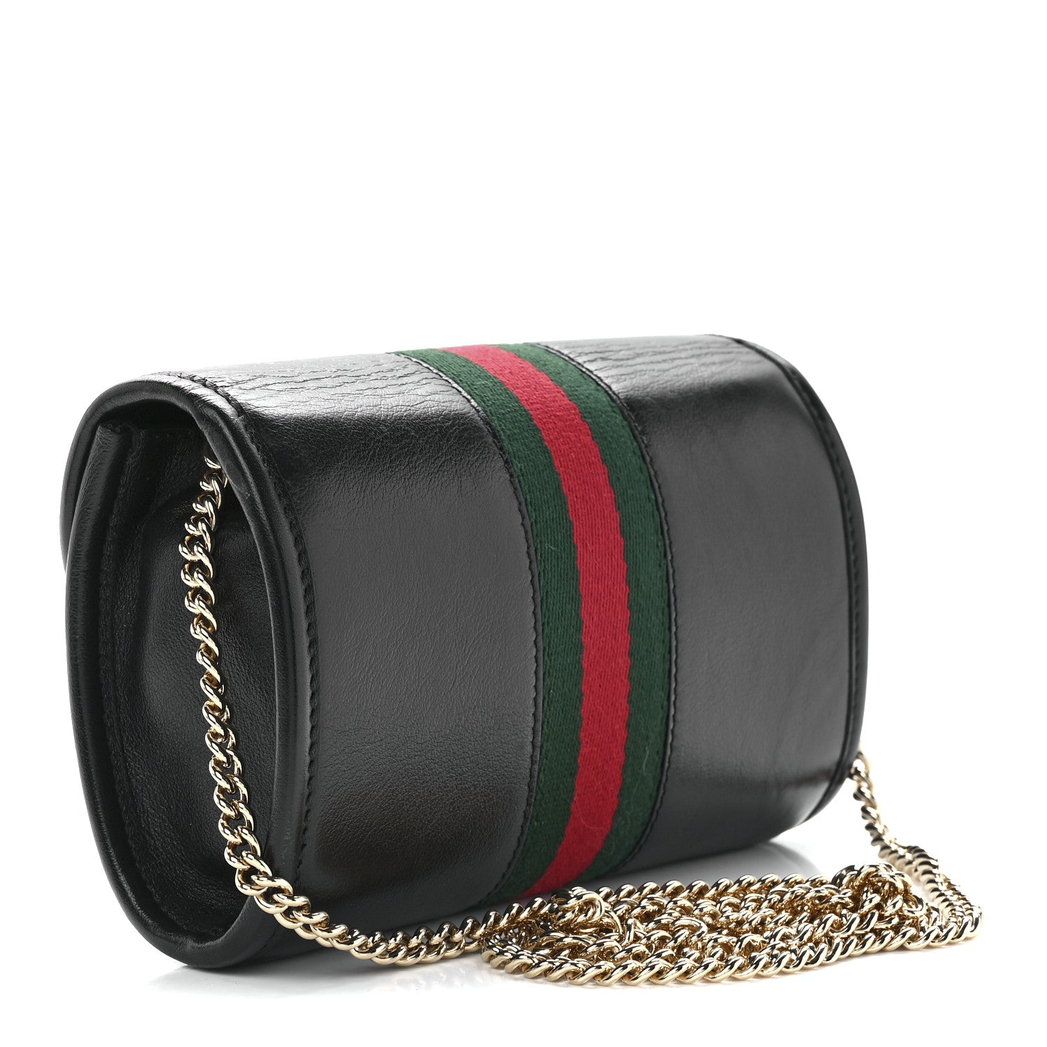Gucci Textured Calfskin Web Mini Rajah Slim Flap Shoulder Bag Black 3 of 12