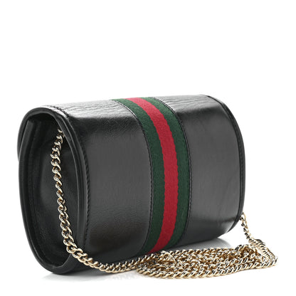 Gucci Textured Calfskin Web Mini Rajah Slim Flap Shoulder Bag Black 3 of 12