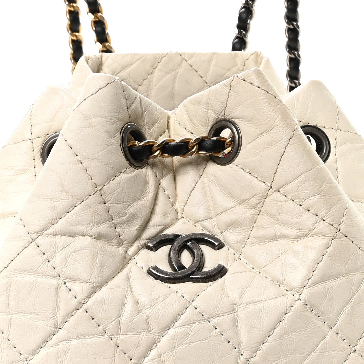 Chanel Aged Calfskin Quilted Small Gabrielle Backpack Black White 8 of 10