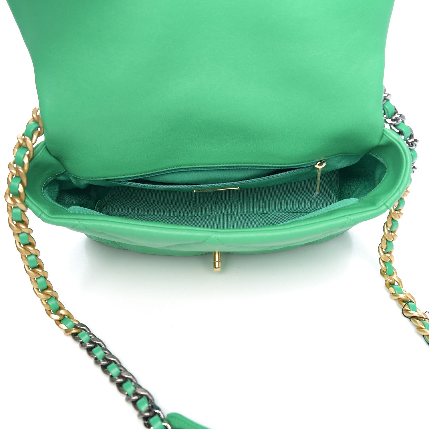 Chanel Goatskin Quilted Large 19 Flap Green 4 of 10