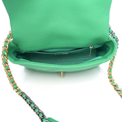 Chanel Goatskin Quilted Large 19 Flap Green 4 of 10