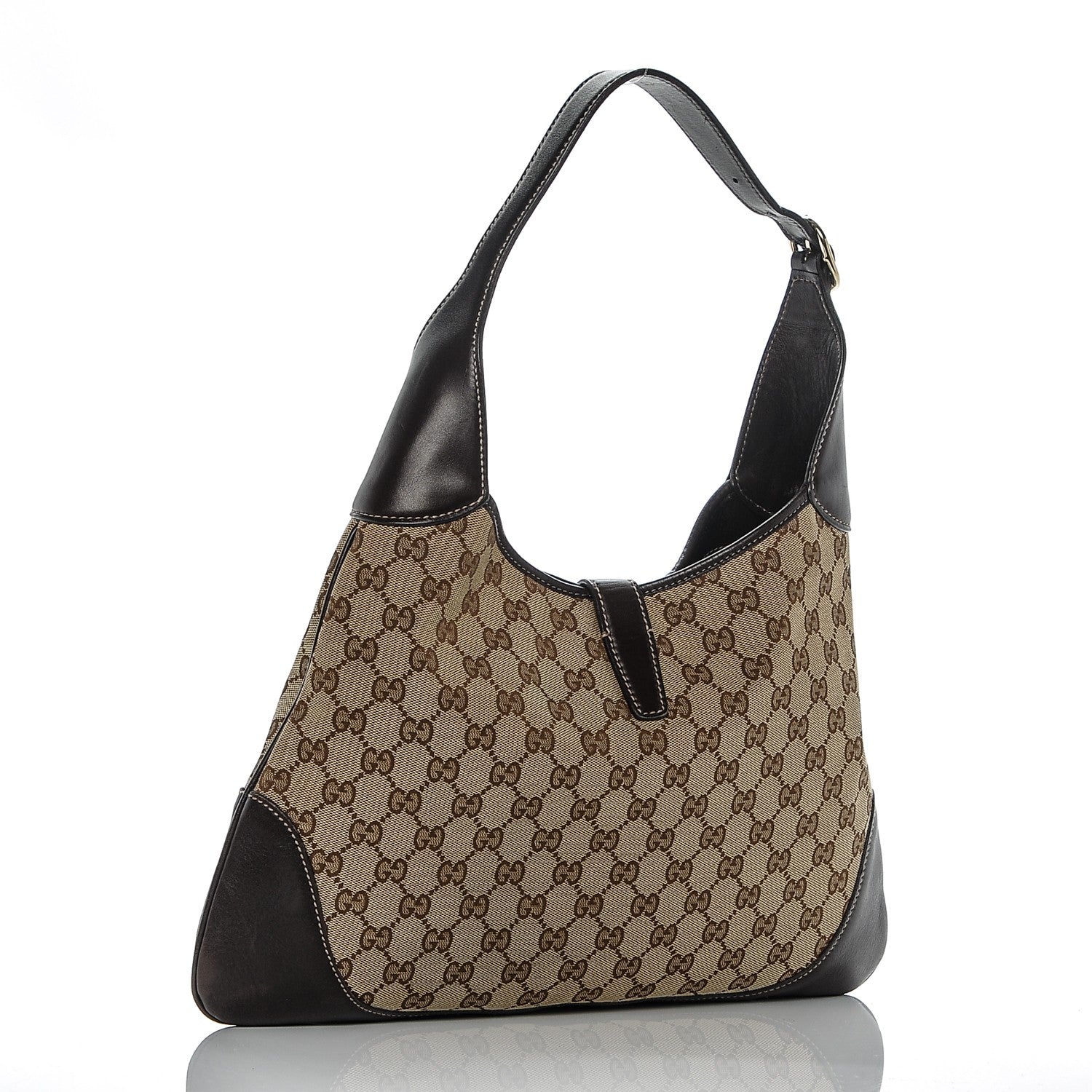Gucci Monogram Web Jackie O Bouvier Hobo Dark Brown 3 of 7