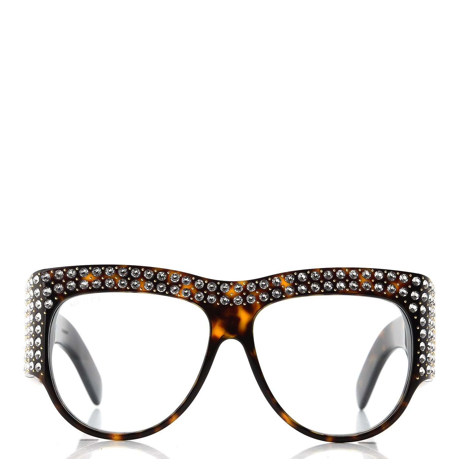 Gucci Acetate Crystal Oversize Hollywood Forever Sunglasses GG0144S Tortoiseshell 2 of 8