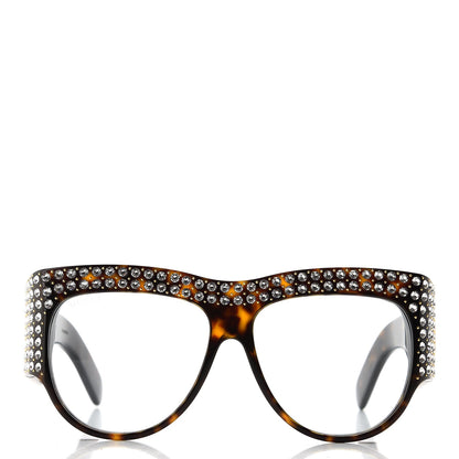 Gucci Acetate Crystal Oversize Hollywood Forever Sunglasses GG0144S Tortoiseshell 2 of 8