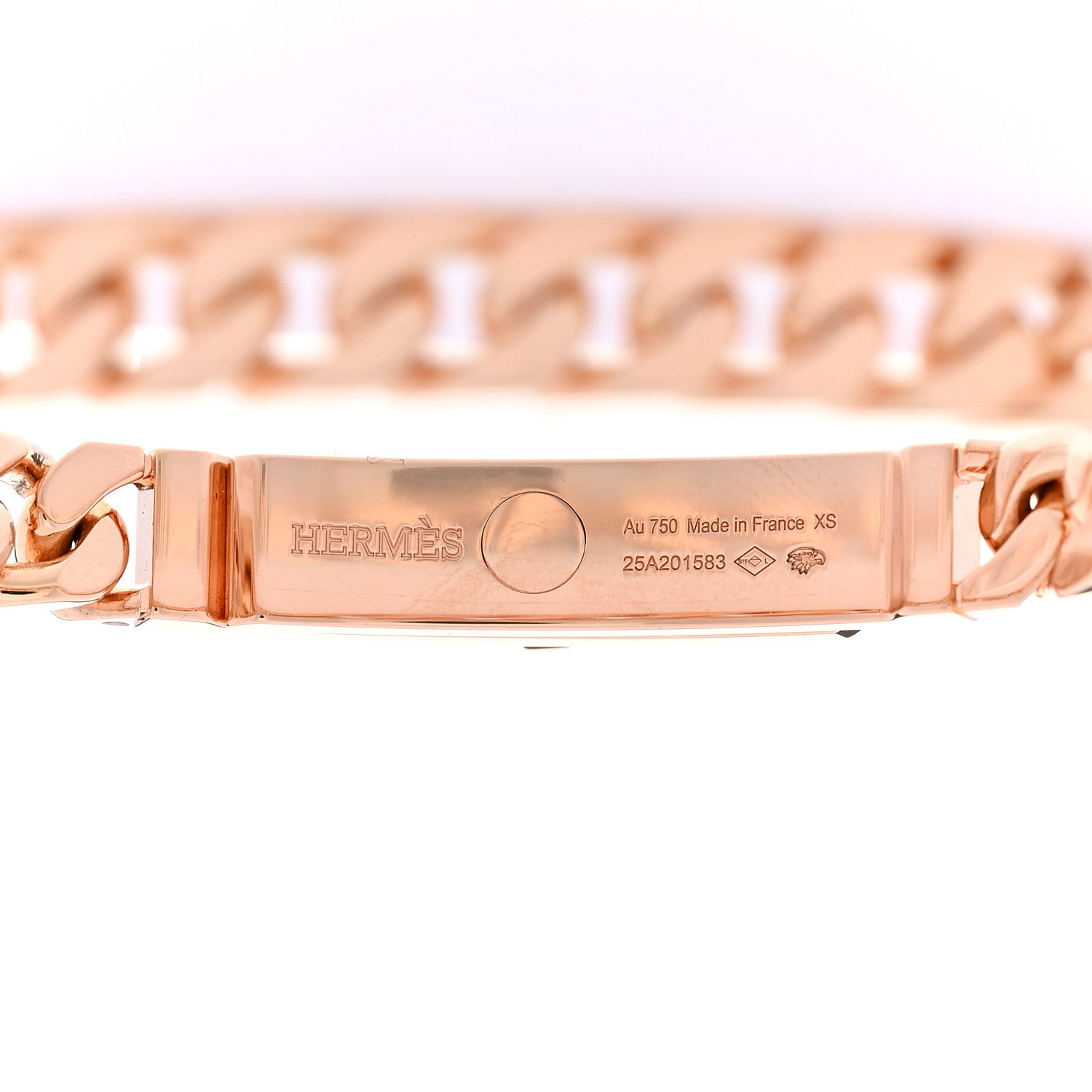 Hermes 18K Rose Gold Diamond PM Kelly Gourmette Chaine Bracelet XS 3 of 4