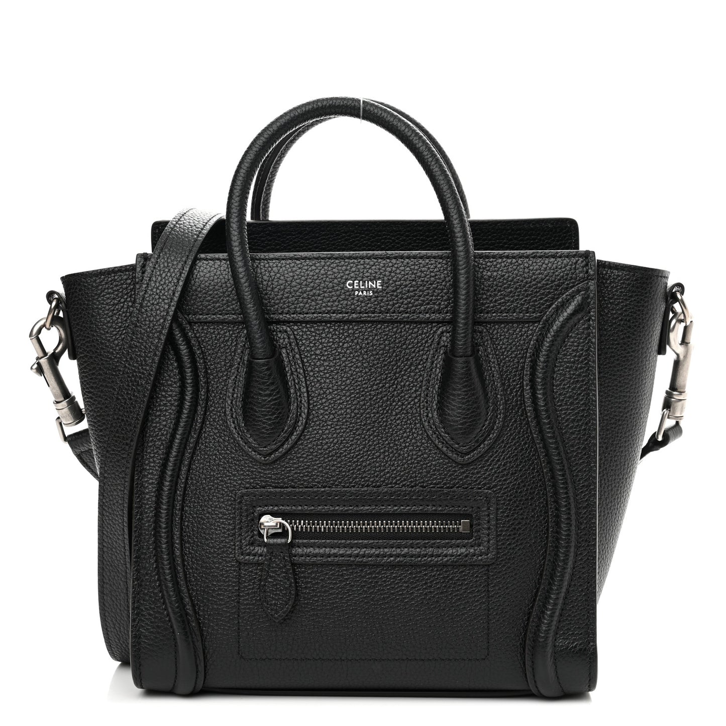 Drummed Calfskin Nano Luggage Black