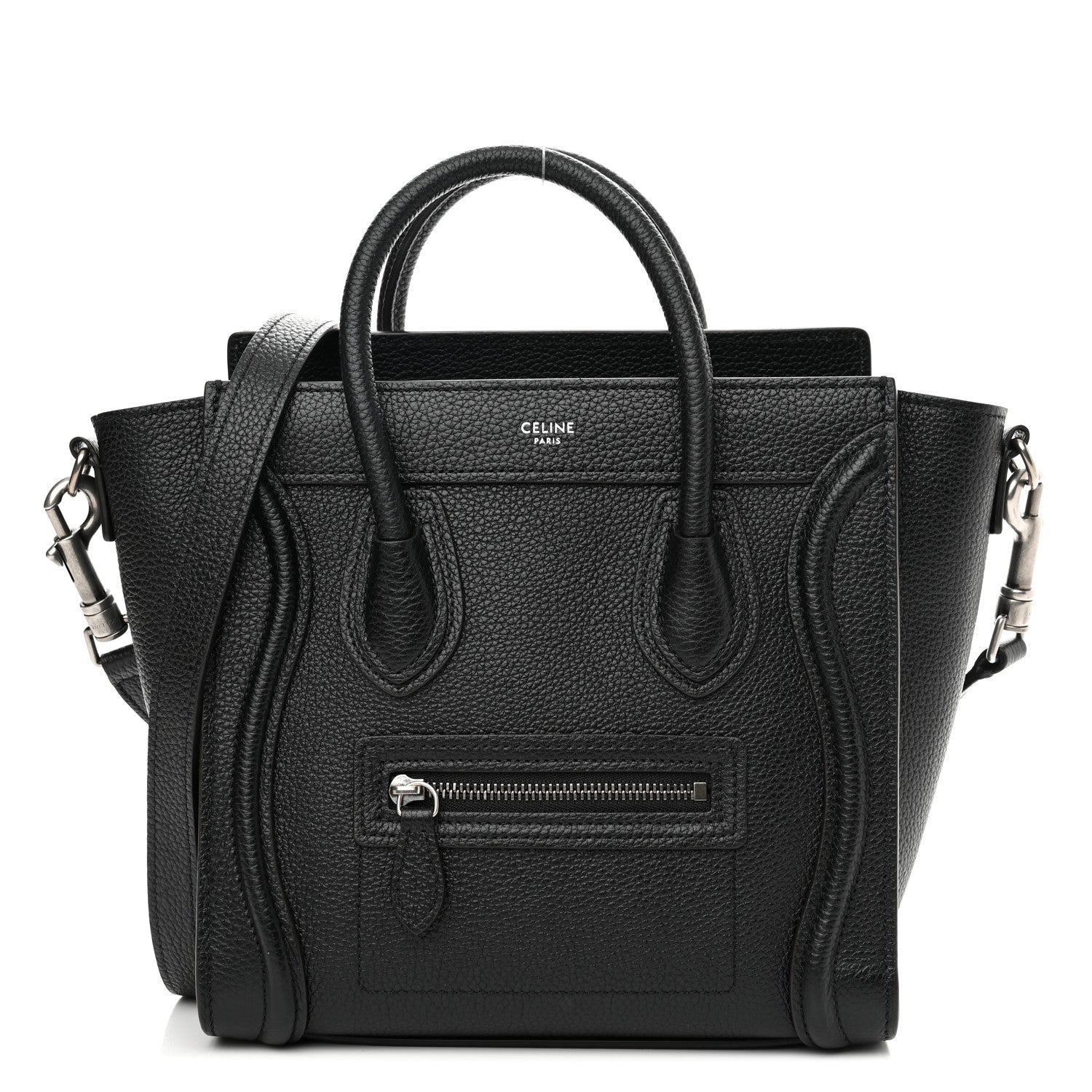 Celine Drummed Calfskin Nano Luggage Black 1 of 13