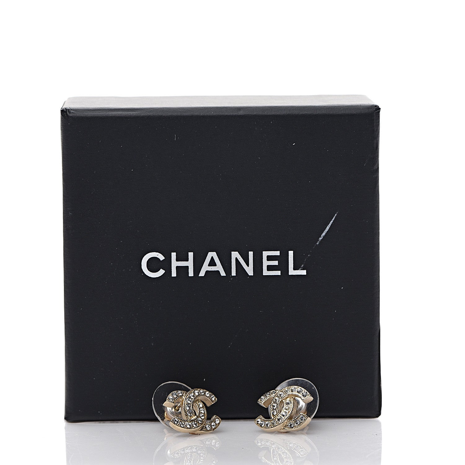 Chanel Crystal CC Earrings Gold 5 of 5