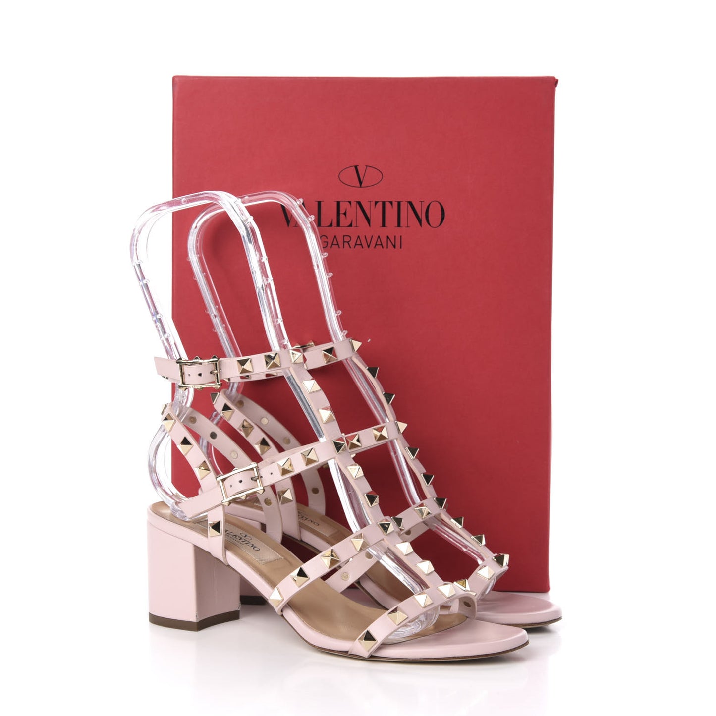 Calfskin Rockstud 60mm City Sandals 35.5 Water Rose