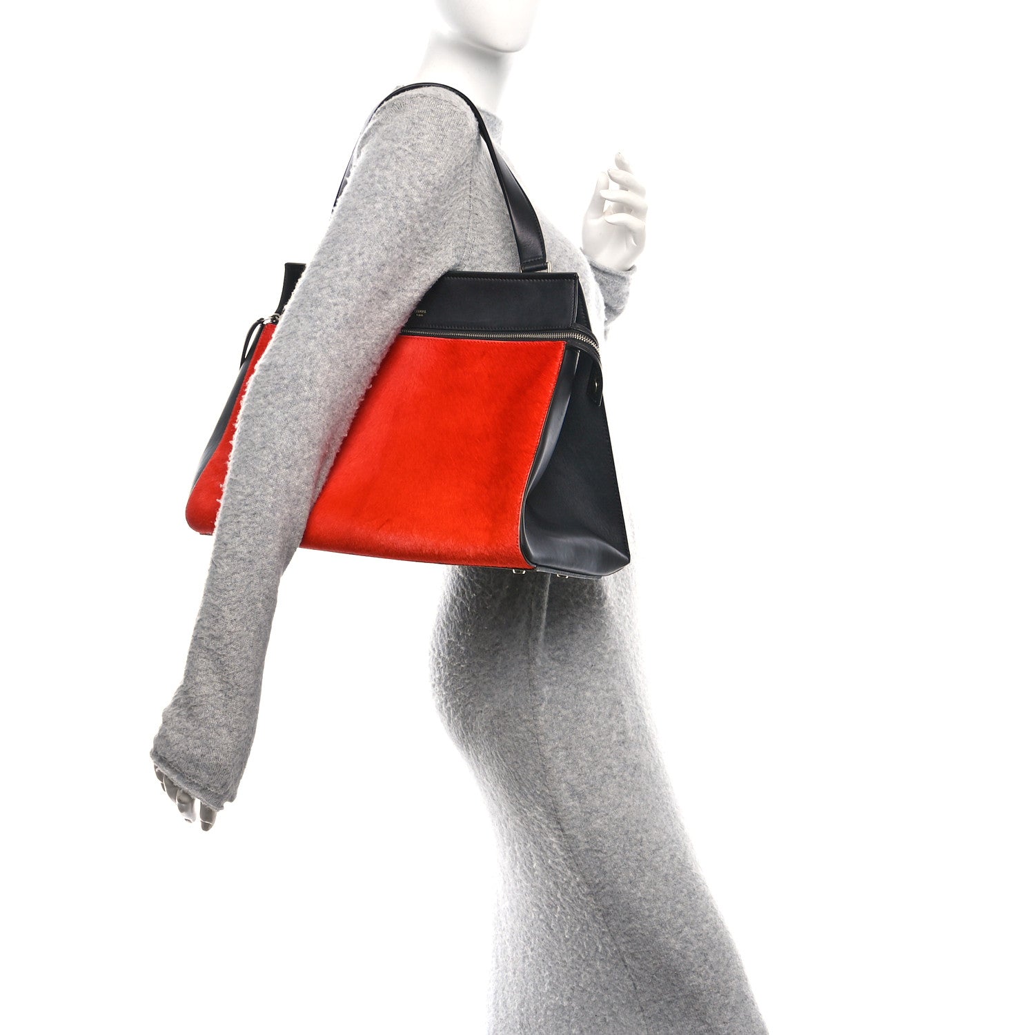 Celine Pony Hair Medium Edge Shoulder Bag Vermillion 3 of 11