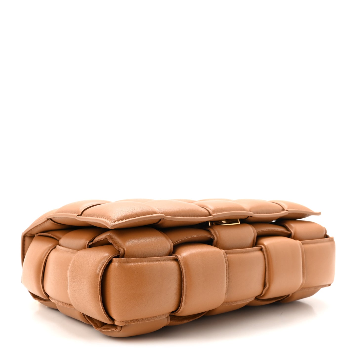 Lambskin Maxi Intreccio Padded Chain Cassette Crossbody Bag Caramel