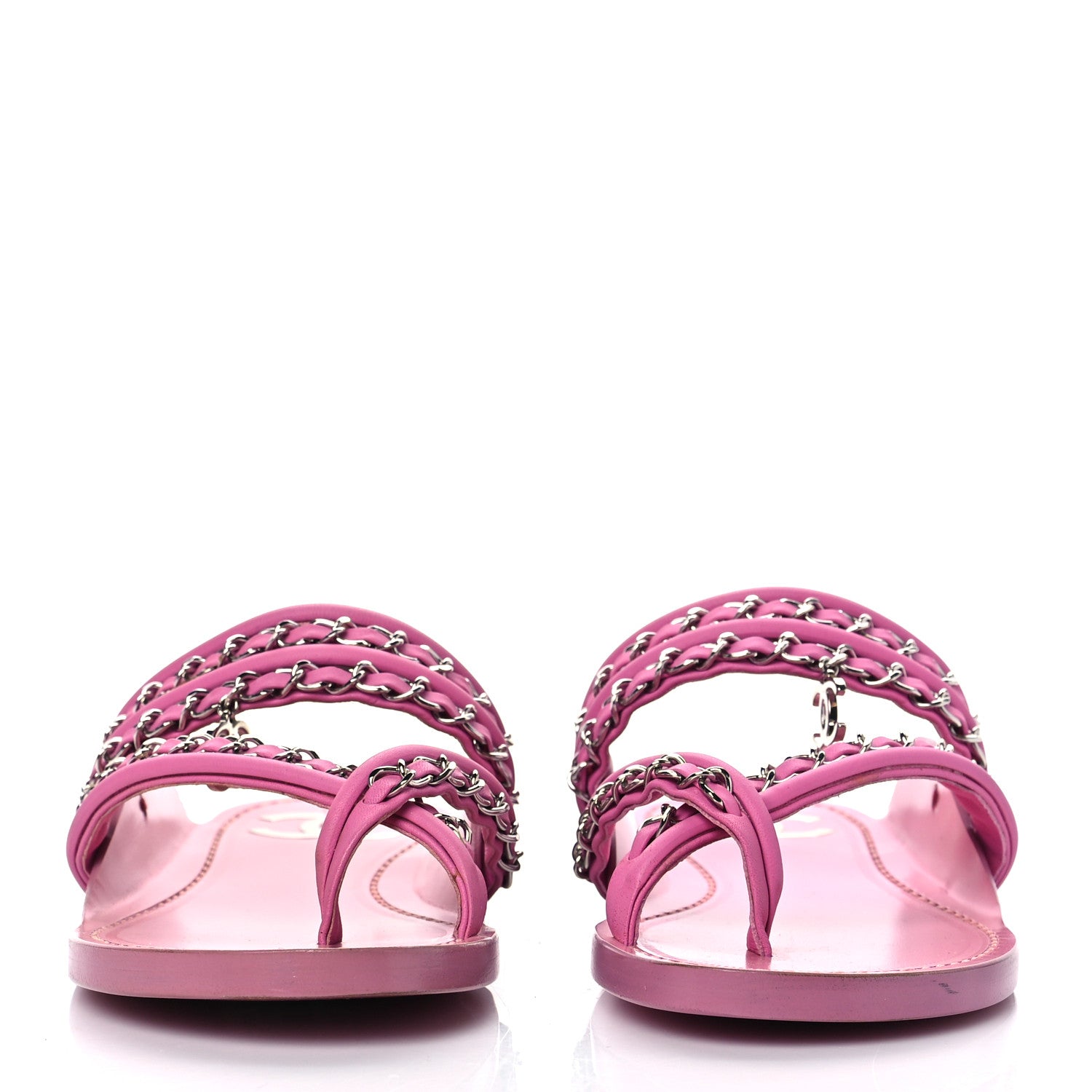 Chanel Calfskin Chain CC Thong Flat Sandals 36 Pink 2 of 9