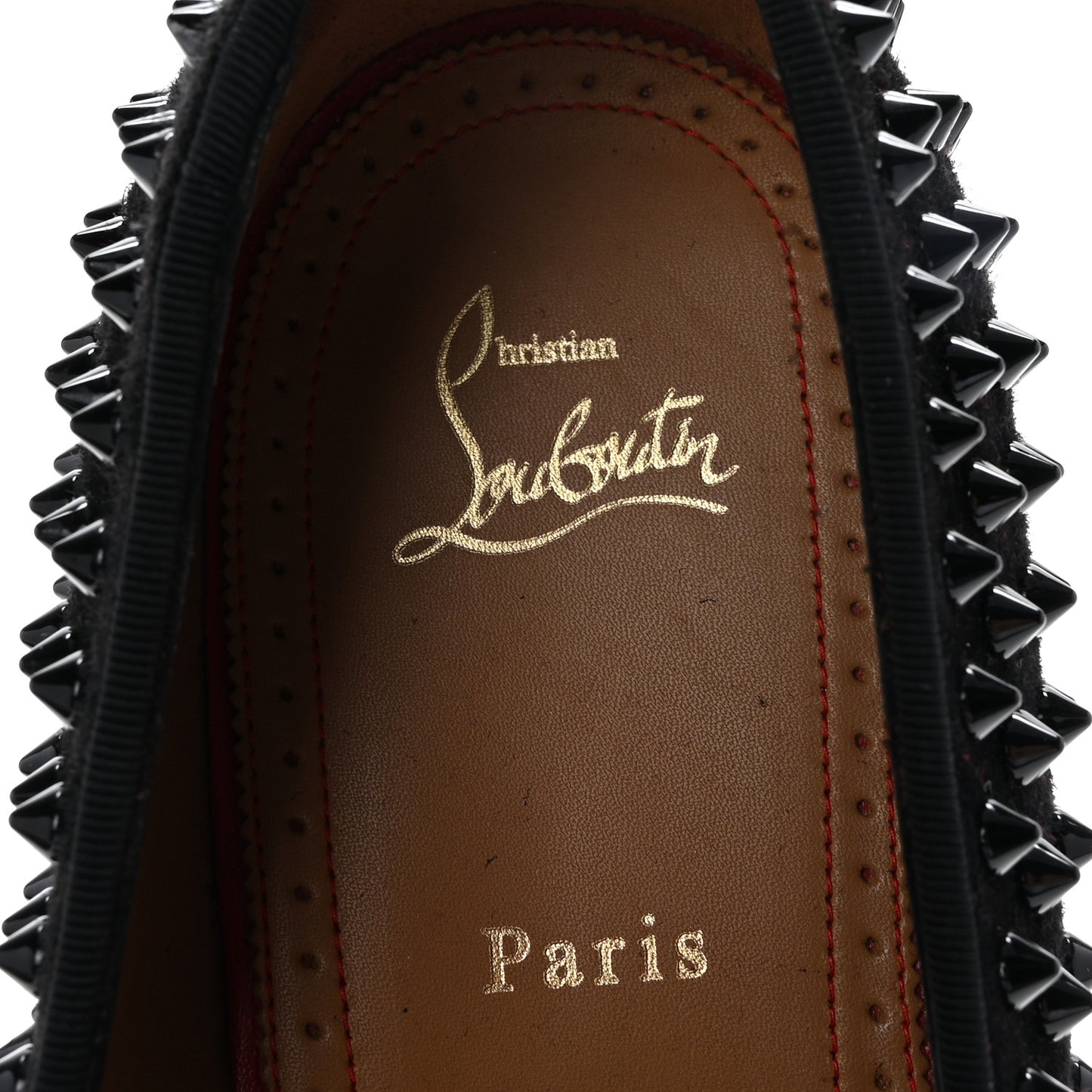 Veau Velours Spikes Mens Dandelion Flat Loafers 43.5 Black