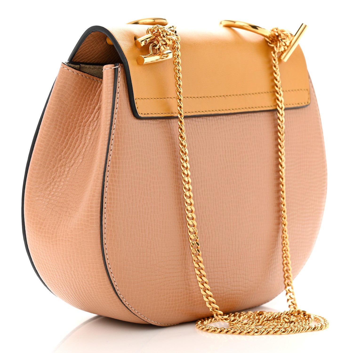 Chloe Grained Calfskin Lambskin Medium Bi-Color Drew Shoulder Bag Wet Sand Sunflower 3 of 12
