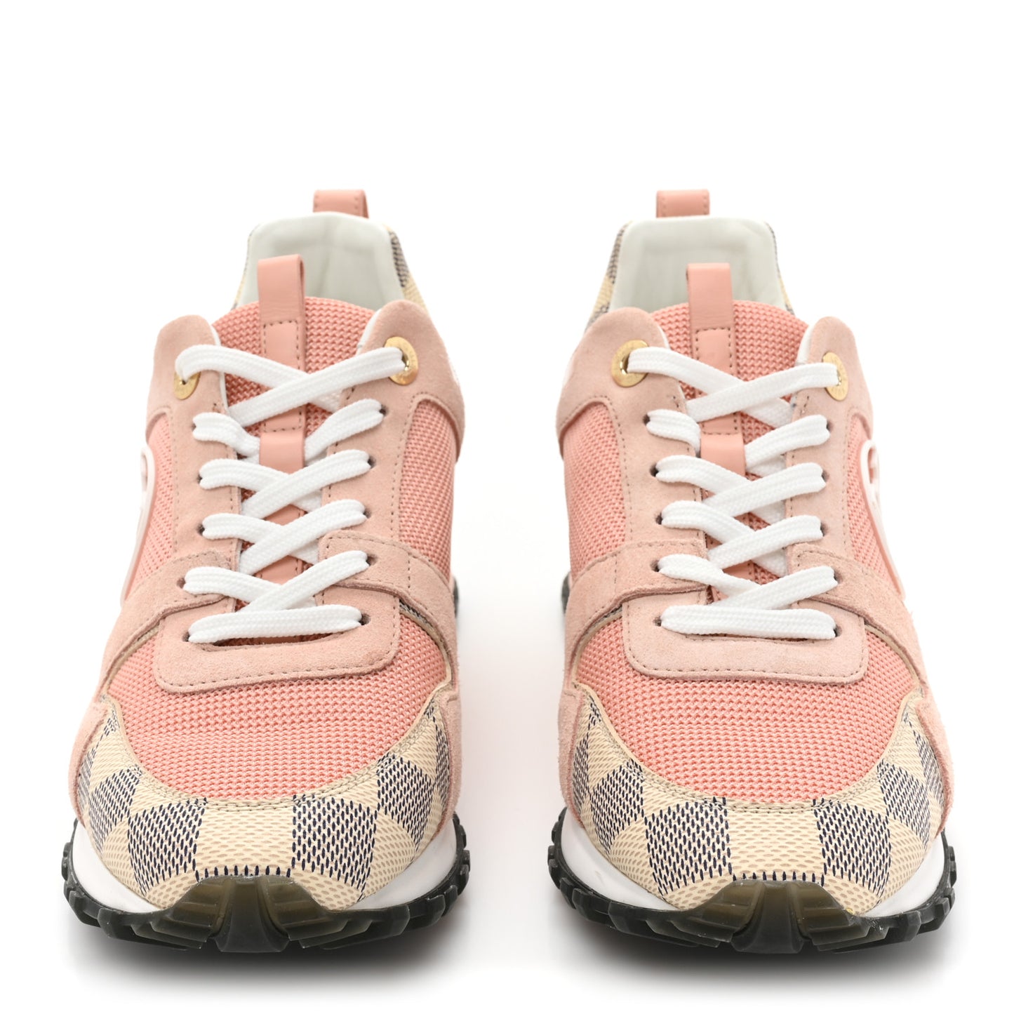 Suede Damier Azur Run Away Sneakers 36 Pink