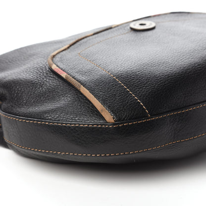Burberry Calfskin Nova Check Trim Hobo Black 6 of 10