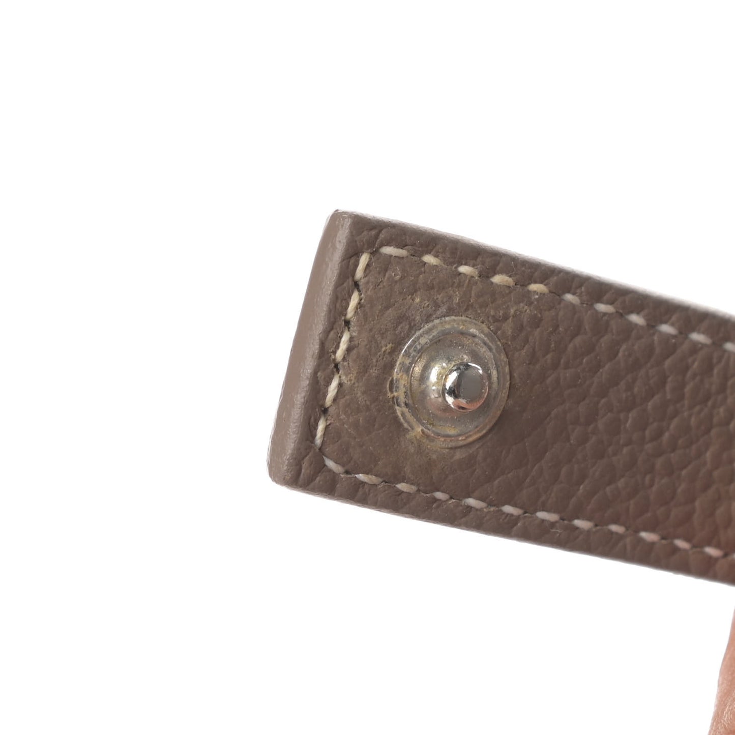 Grained Calfskin Topstich Baby Sac De Jour Taupe