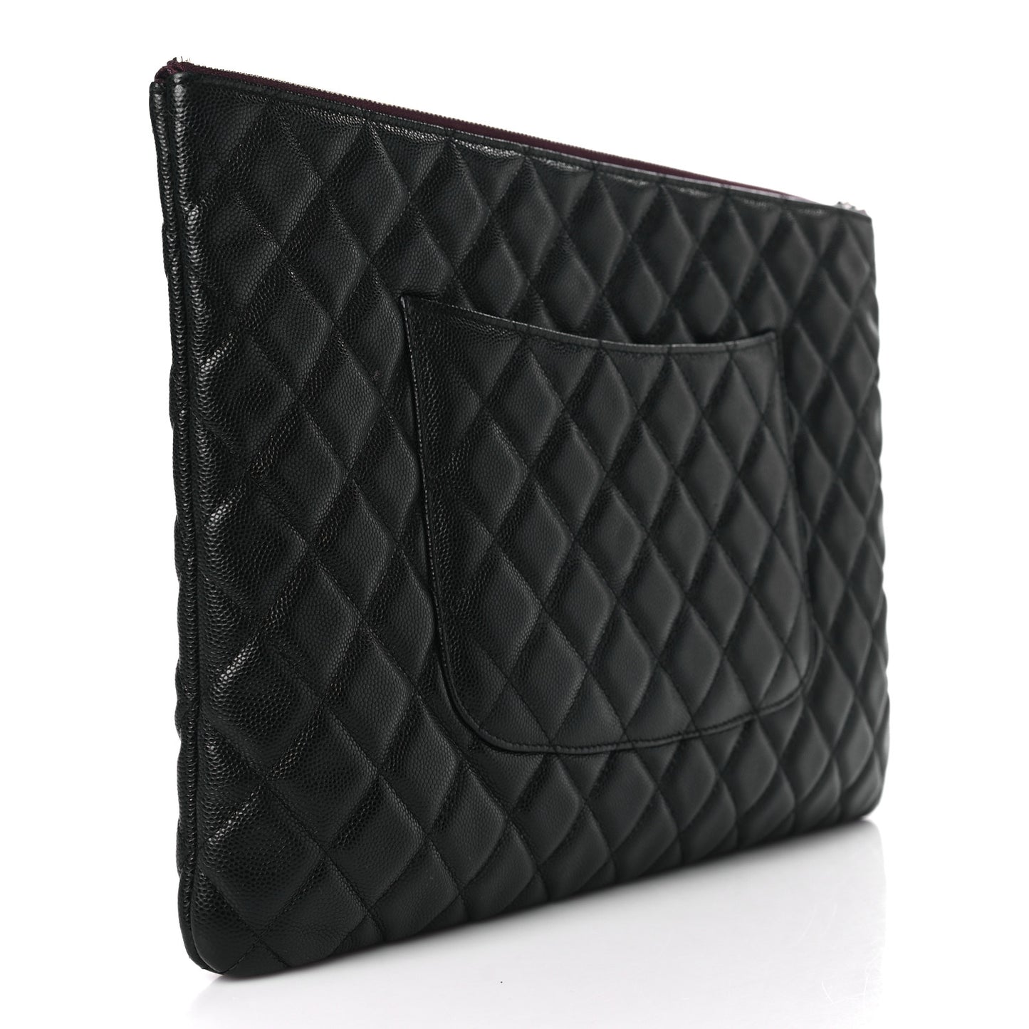 Caviar Quilted Large Cosmetic Case Black