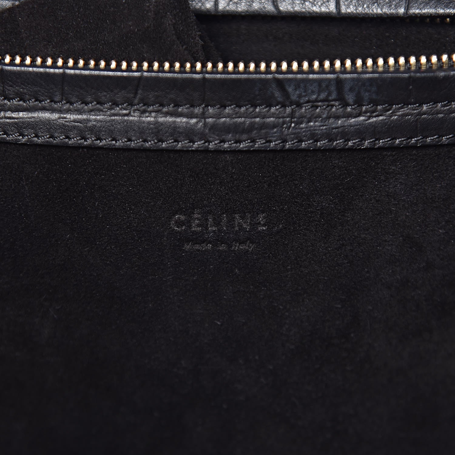Celine Calfskin Crocodile Embossed Medium Phantom Luggage Black 6 of 10