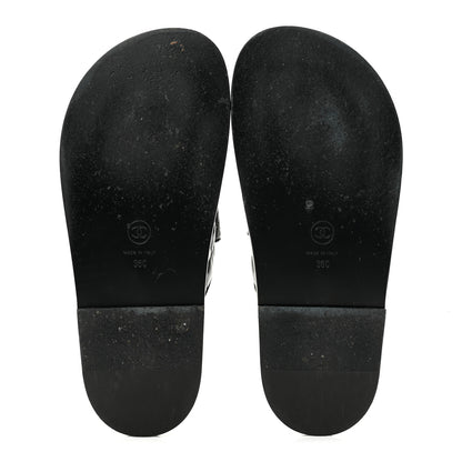 Chanel Crumpled Shiny Lambskin Velcro Dad Sandals 36 Black 6 of 9