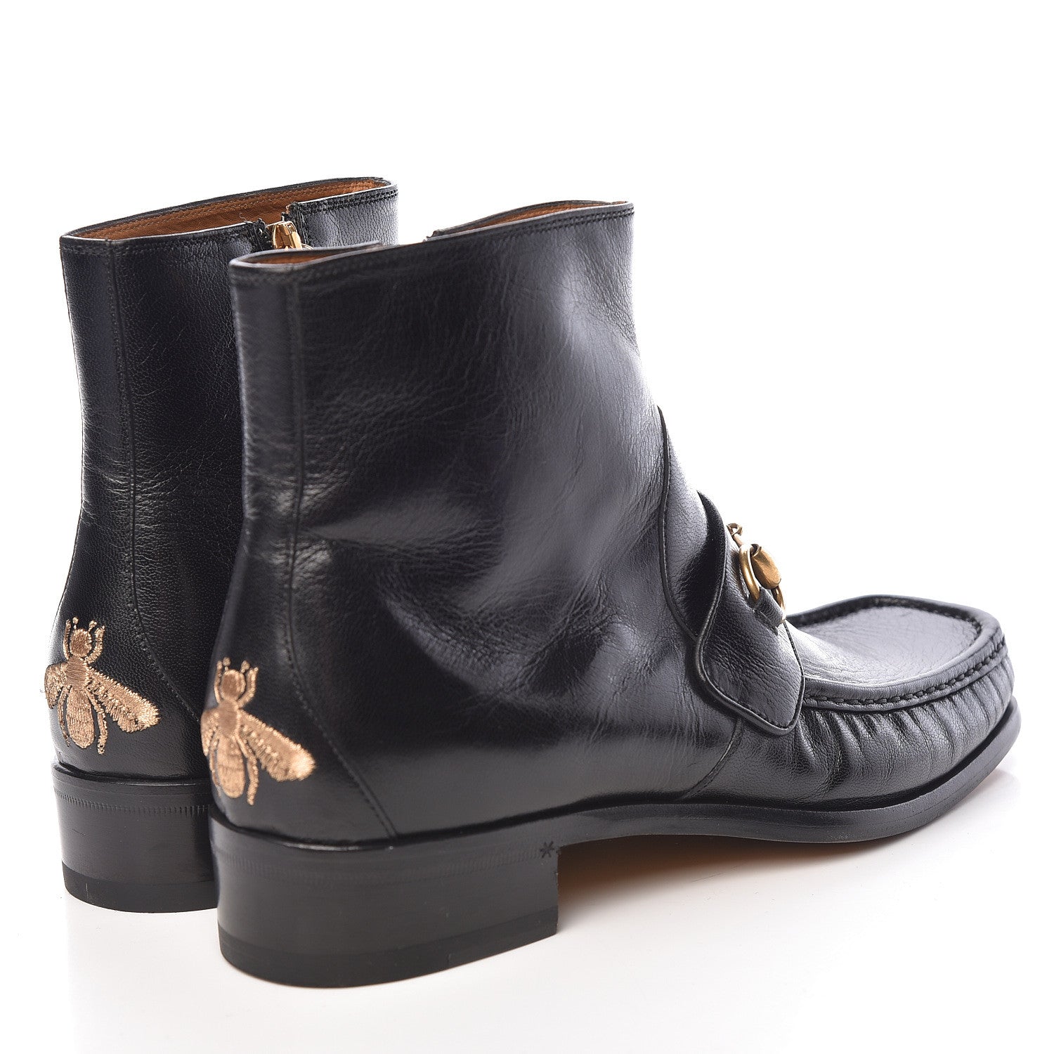 Gucci Quentin Goatskin Mens Horsebit Ankle Boots 7 Black 4 of 10