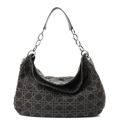 Christian Dior Goatskin Cannage Medium Lady Dior Hobo Gray 1 of 10