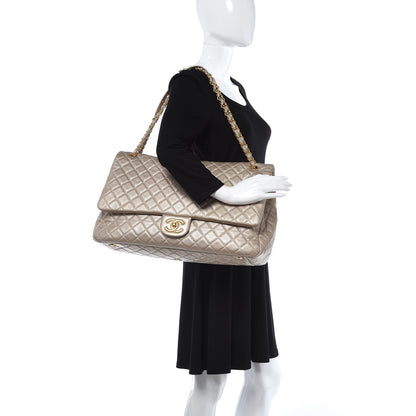 Chanel Metallic Calfskin Quilted XXL Travel Flap Bag Gold 2 of 8