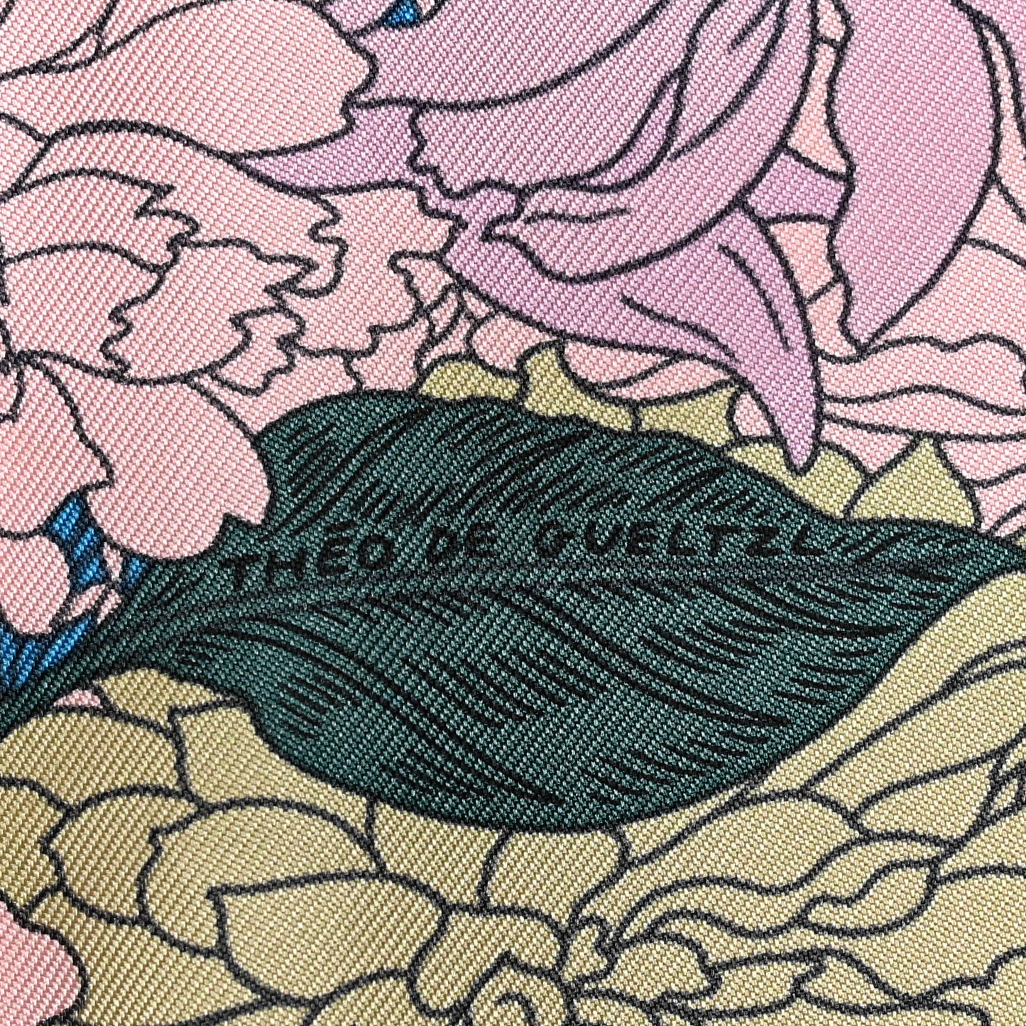 Silk Twill Robe Legere Scarf 90 Rose Hortensia Bleu