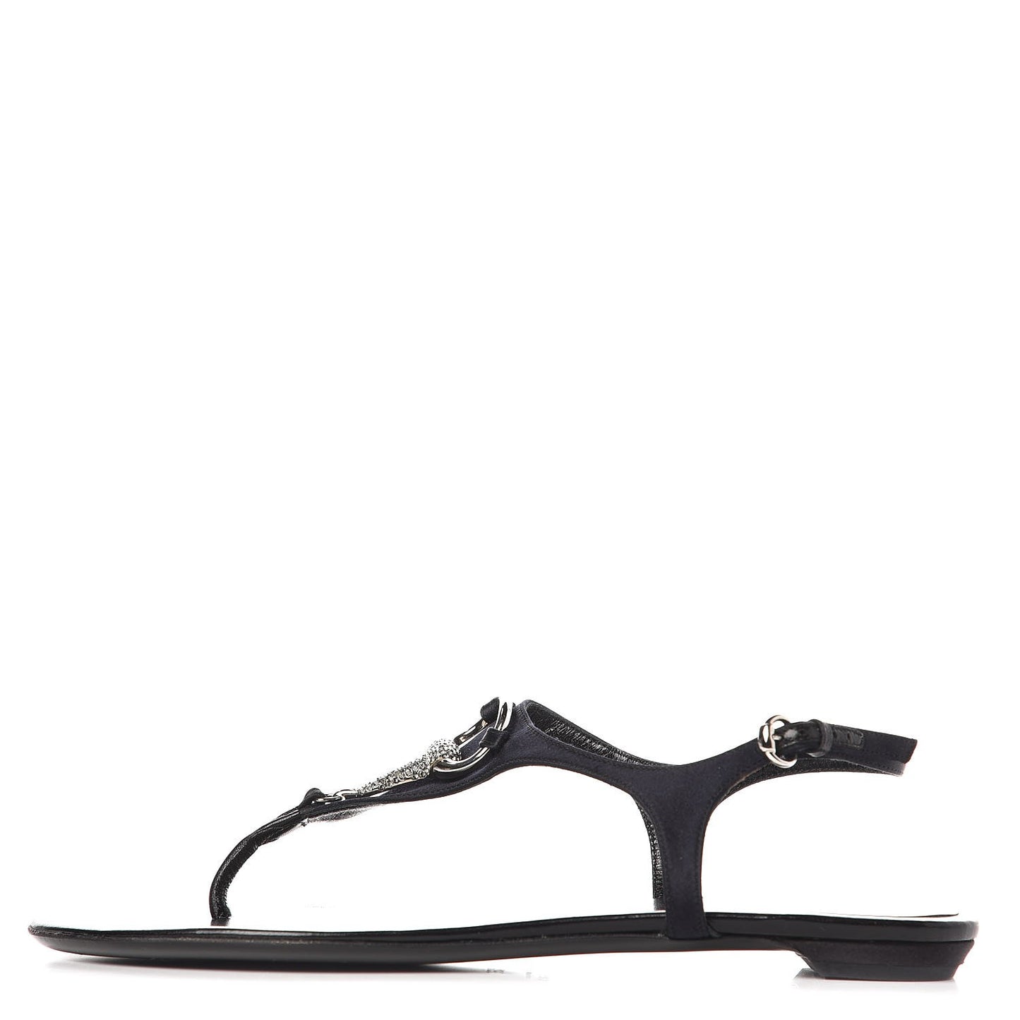Lambskin Crystal Lady Bit Thong Sandals 39.5 Black