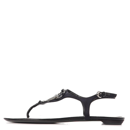Gucci Lambskin Crystal Lady Bit Thong Sandals 39.5 Black 1 of 10