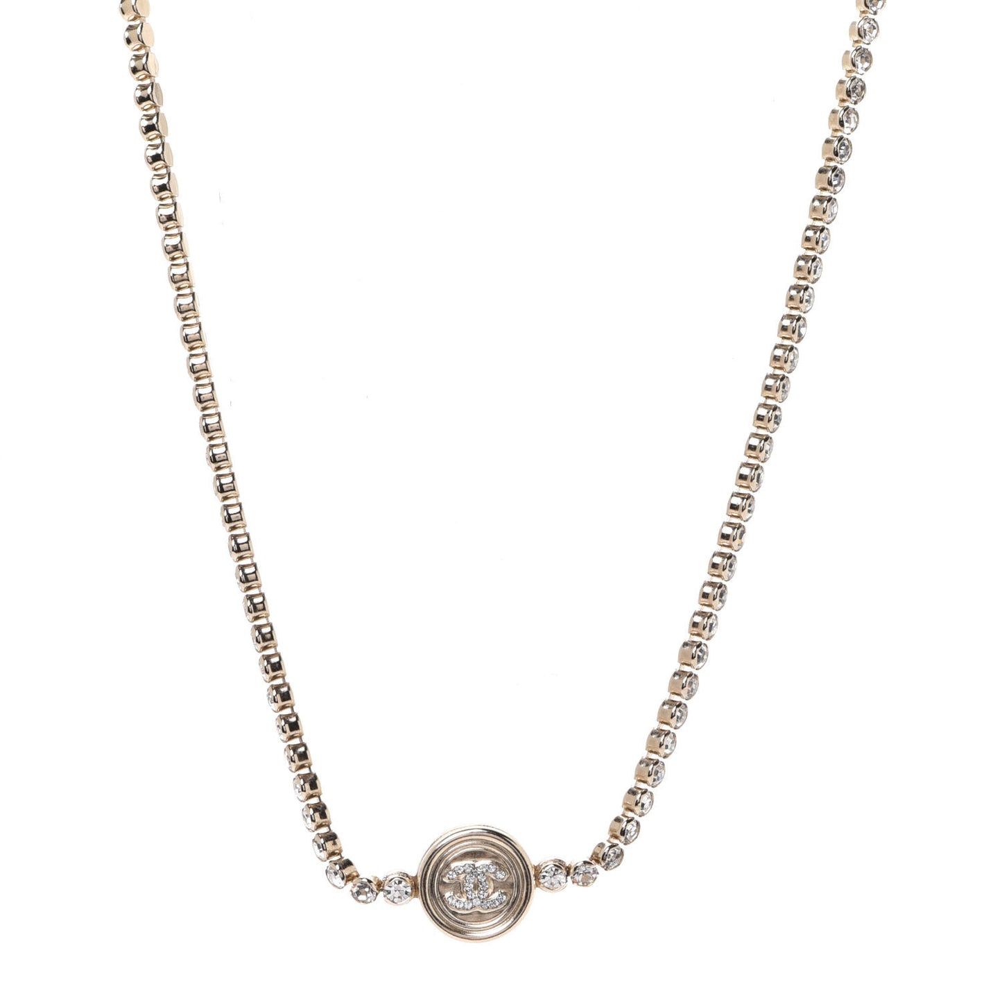Crystal CC Chain Short Necklace Gold