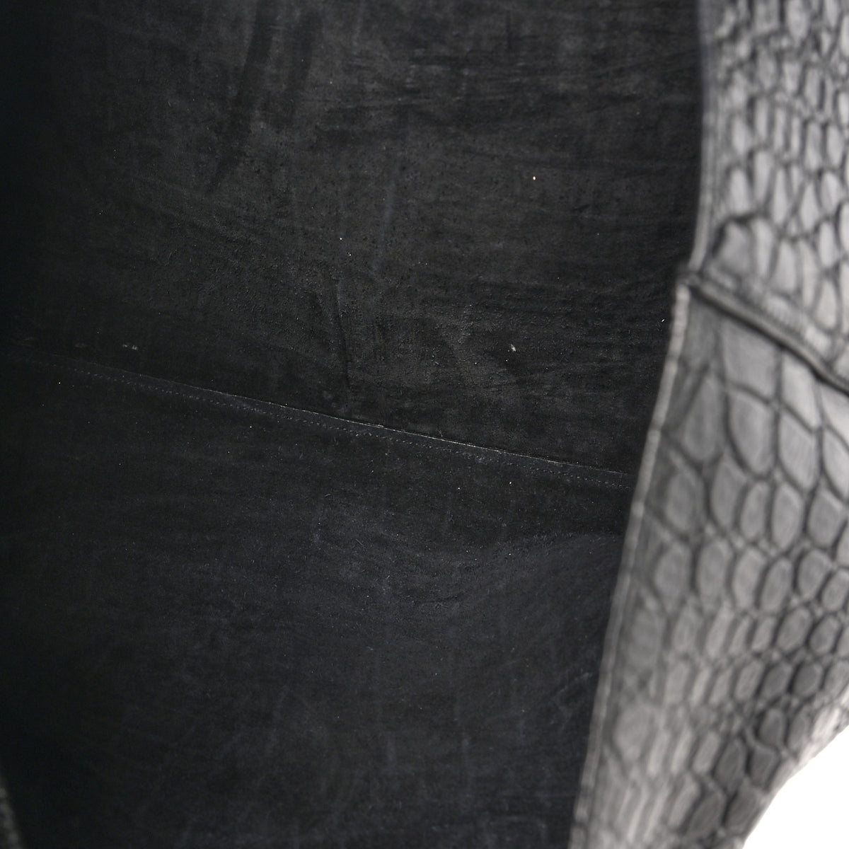 Saint Laurent Calfskin Crocodile Embossed Large Shopper Tote Black 6 of 12
