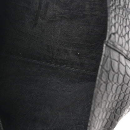 Saint Laurent Calfskin Crocodile Embossed Large Shopper Tote Black 6 of 12