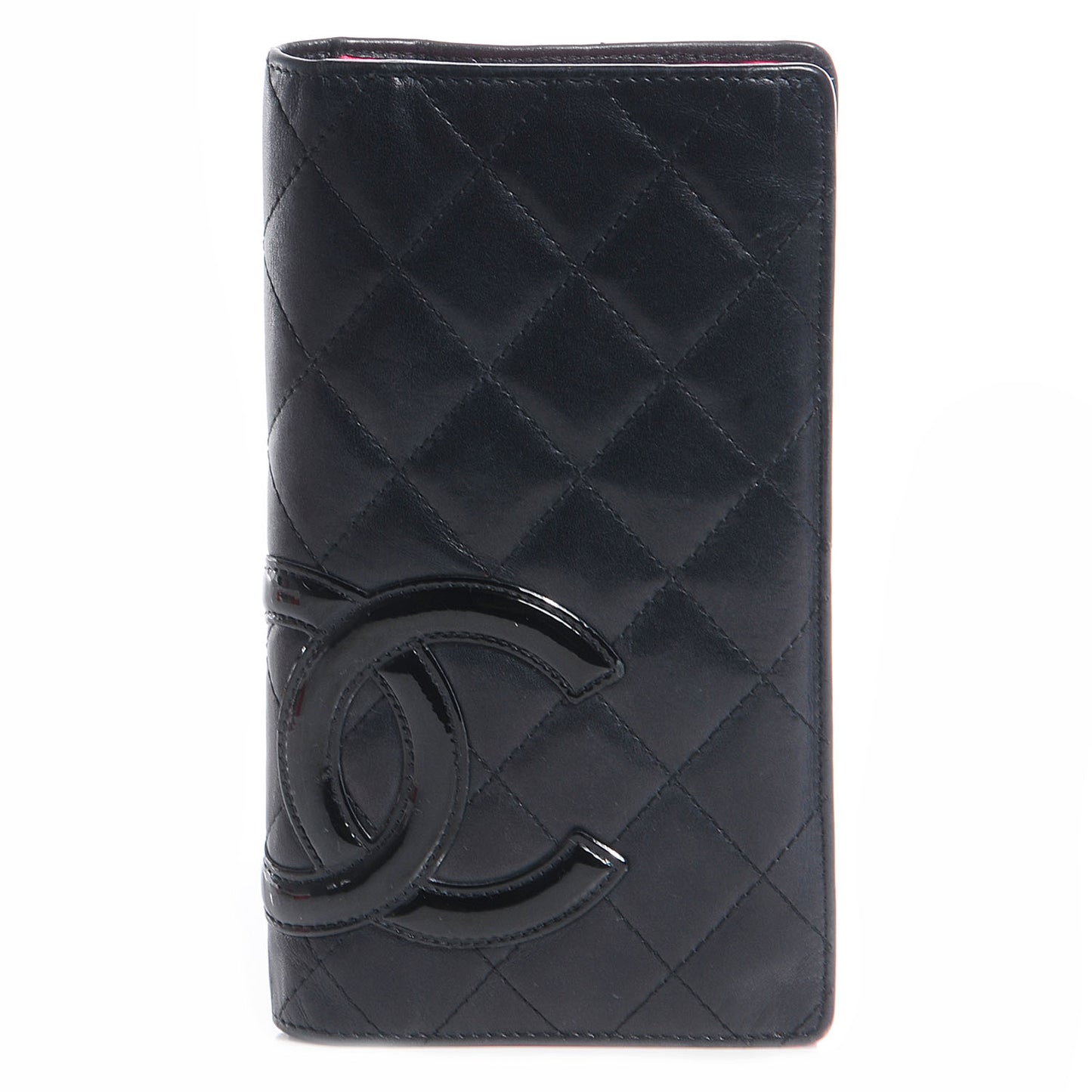 Calfskin Cambon Quilted Yen Wallet Black