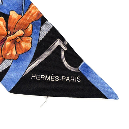 Hermes Silk Grand Manege Twilly Bleu Rouge Black 5 of 5