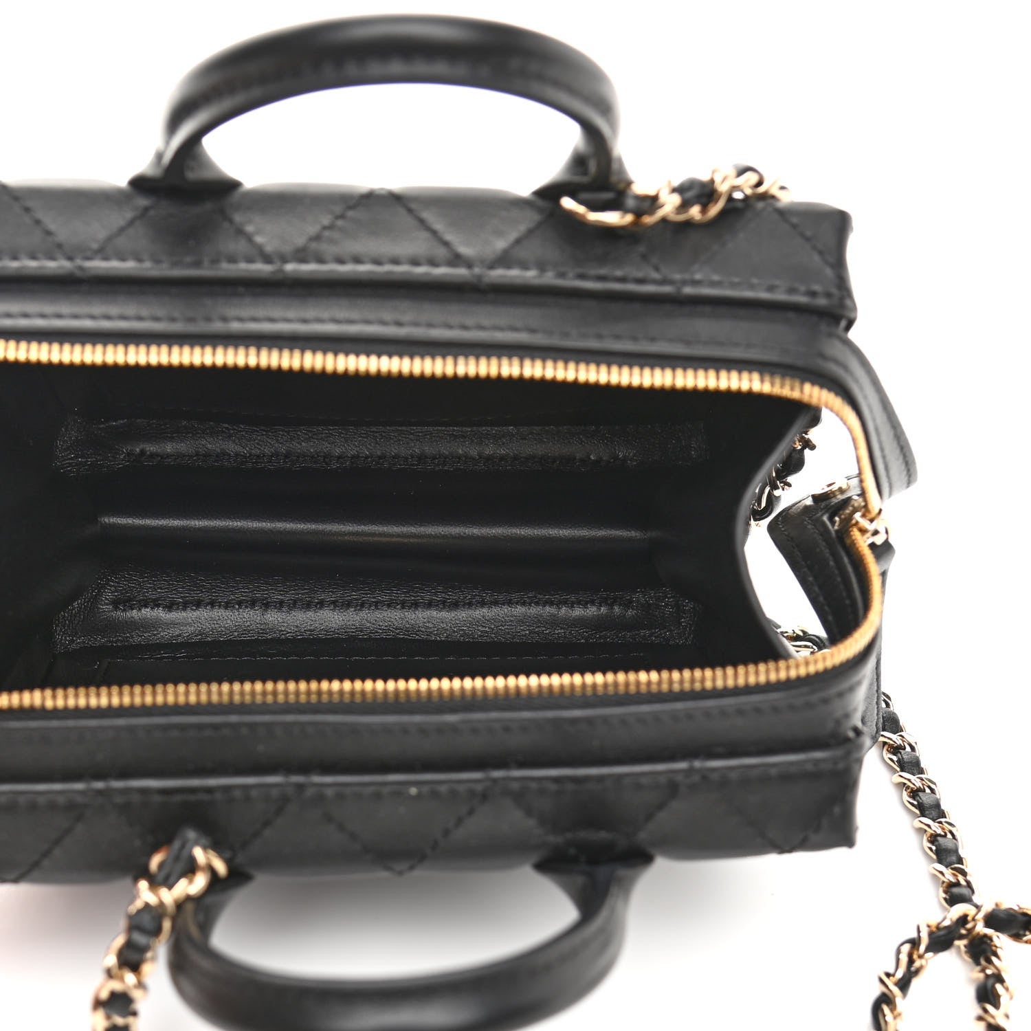 Chanel Calfskin Quilted Small Studded Square Vanity Case Black 5 of 10