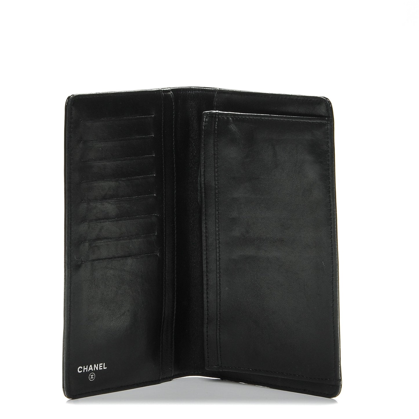 Patent Calfskin Lucky Symbols Yen Wallet Black