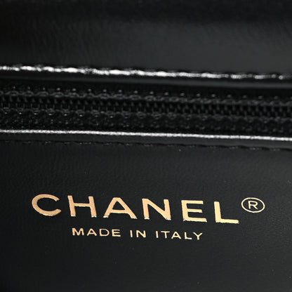 Chanel Shiny Lambskin Quilted Golden Links Top Handle Flap Black 6 of 11