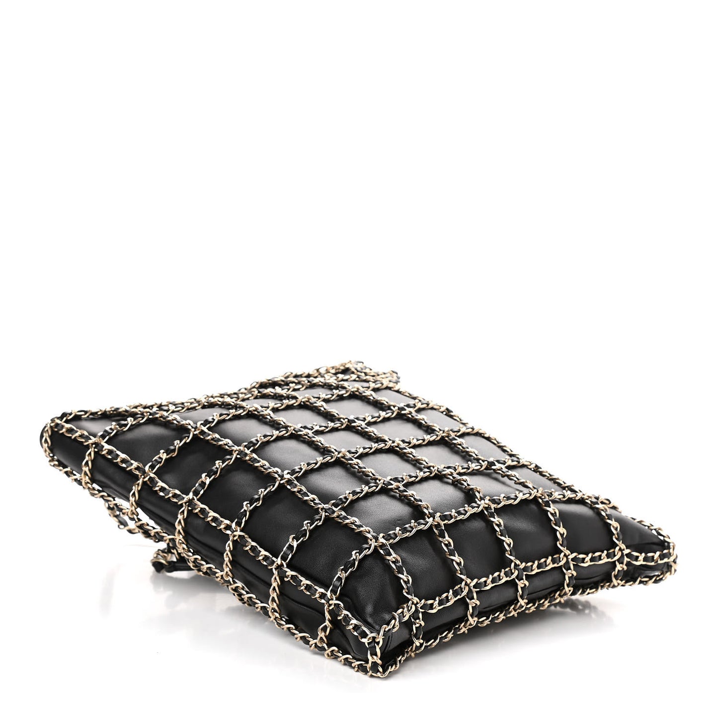 Lambskin Large Shopping Chain Tote Black