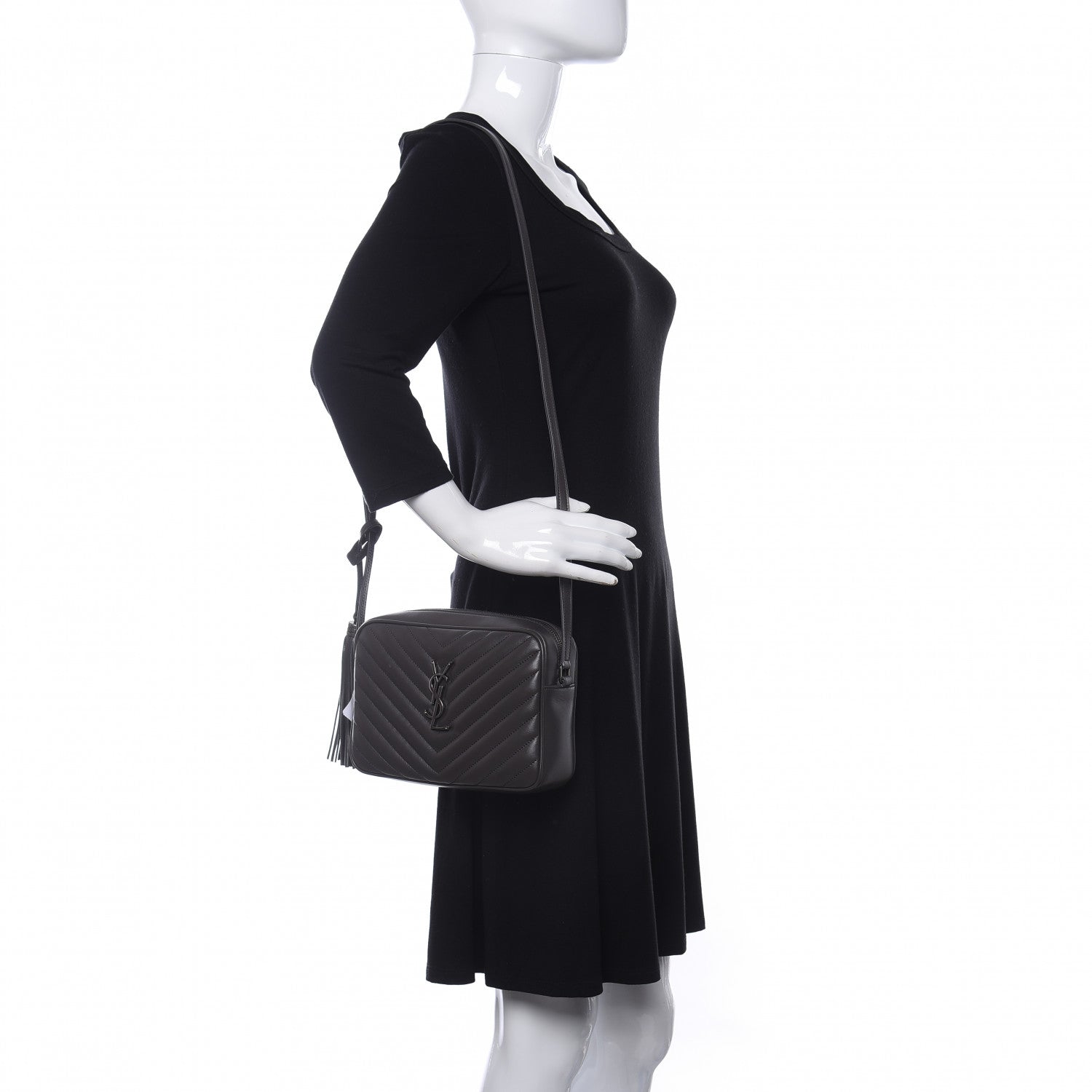 Saint Laurent Calfskin Matelasse Monogram Lou Camera Bag Asphalt 2 of 11